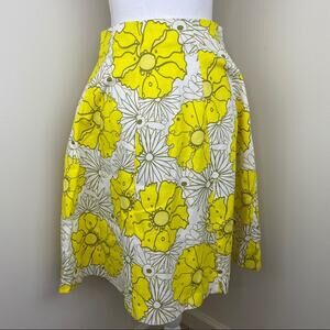 Top Shop Women's A Line Skirt Yellow Size 6 Floral Spring Casual Career